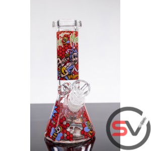 RICK AND MORTY RED BEEHIVE GLASS BEAKER WATER PIPE 8inch